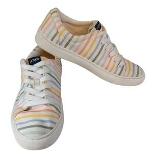 J. Crew Striped Sneakers Women's Size 6 Rainbow Printed Tennis Shoes